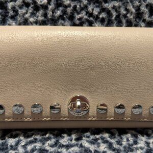 Michael Kors Rivington Stud Large Leather Wallet cement & Silver Hardware NWT